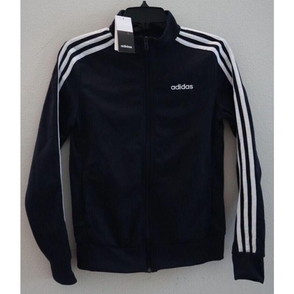 adidas DU0665 Women's Sz XS Black/White Essentials 3-Stripes Tricot Jacket